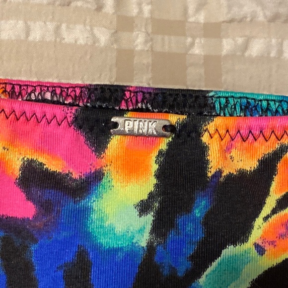 Victoria Secret VS PINK Black Rainbow Neon Bikini Swim Bottoms - Picture 5 of 6